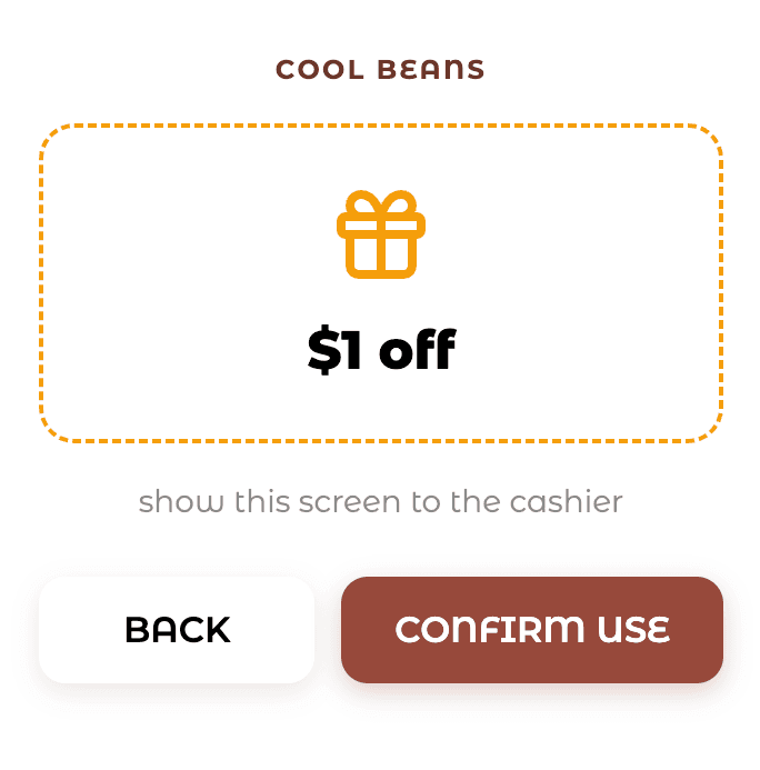In-store reward redemption screen